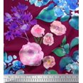 thumbnail image 1 of Soimoi Tissu en Rayonne Imprimé Feuilles et Roses par Yard 42 Pouces de Large, 1 of 3