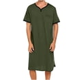thumbnail image 1 of Chemise de Nuit Texturée en Coton pour Hommes, Robe de Nuit à Manches Courtes, Longue Robe, Blouse à Col en V, Haut de Pyjama, Coupe Ample et Décontractée, Confort, Chemise de Nuit Décontractée avec Poches, 1 of 5