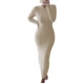 thumbnail image 1 of Nouveau Produit Introduction, Robe Chandail Maxi Chaude à Manches Longues Torsadée Tricotée Automne Hiver pour Femmes, 1 of 6
