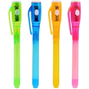 4 Pack stylos encre invisible avec lumière Uv, 2021 Stylos Spy Disapparing mis à jour pour