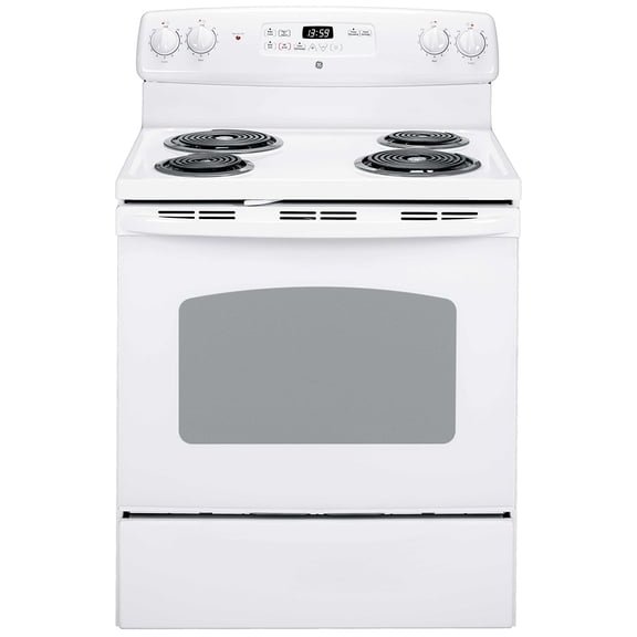 GE Cuisinière Électrique Autoportante de 30 Pouces avec Tiroir de Rangement Blanche - JCBP240DMWW