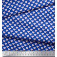 thumbnail image 2 of Soimoi Blue polyester Crepe Fabric Pink Heart Fabric Prints By Yard 52 Inch Wide, 2 of 5