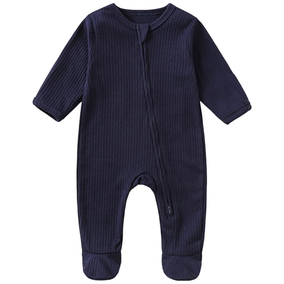 gdxvjhbj Baby Boy Fall Clothes Newborn Baby Boy Fall Winter Outfits Zippered Romper Embroidered Coming Home Jumpsuit Mittens 0 3 6 9 12 18 24 Months (Navy,6-9 Months)