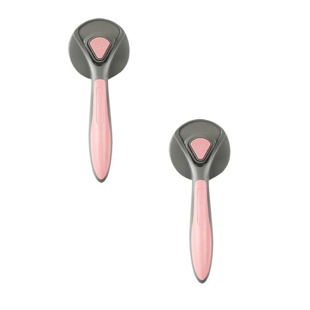 Oleegame 2PC Cleaning Brush PAKEWAY Pet Cat Brush Massage Tools Multi-function Non-slip Grip Handle Comb Pink