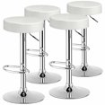 thumbnail image 1 of Gymax Tabouret de Bar Pivotant Réglable 4 Pcs en Cuir PU pour Comptoir de Cuisine Chaises de Bar Blanc, 1 of 8