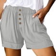thumbnail image 1 of Timegard Shorts for Women Wide Leg Elastic High Waisted Button Summer Casual Lightweight with Pockets, 1 of 6