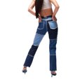 thumbnail image 3 of Honganda Women?s Contrast Color Stitching High-waist Slim Fit Straight Jeans, 3 of 10