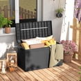 thumbnail image 3 of Patiojoy 102 Gallon Resin Outdoor Storage Box Waterproof Deck Box w/ Lockable Lid & Wheels Grey, 3 of 9