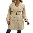 thumbnail image 2 of Veste pour Femmes à Manches Longues Trench-Coat à Double Boutonnage Ceinturé, 2 of 6