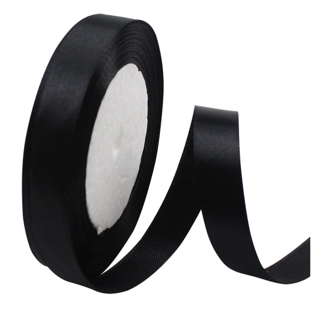 VogueV Satin Ribbon Roll - 10-Yard Wide Gift Wrapping for Weddings/Birthdays Black