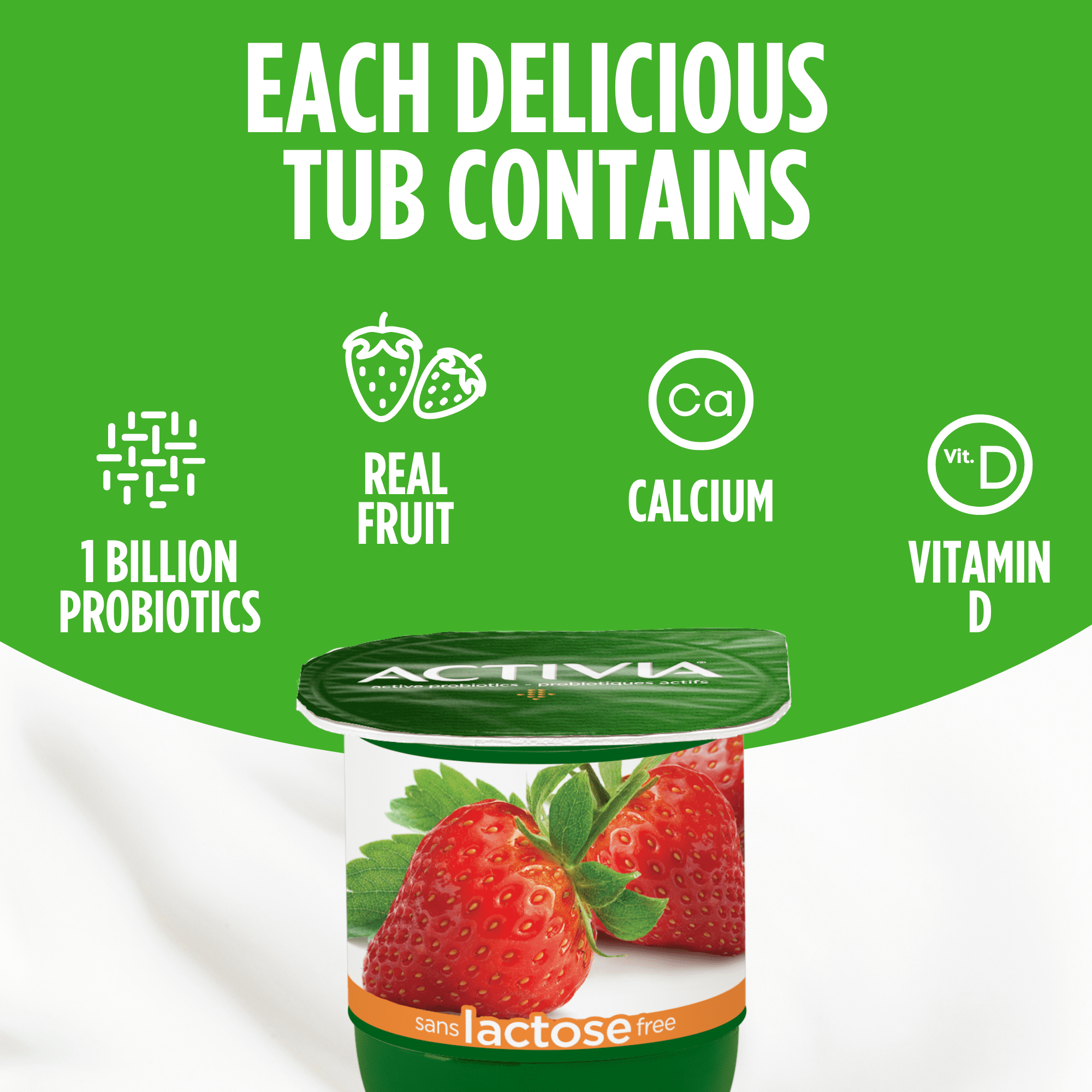Activia Yogourt Probiotique, Sans Lactose, Fraise/bleuet/pêche/mangue, 12x100g