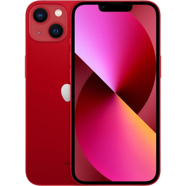 Restauré Apple iPhone 13 A2482 (Déverrouillé Entièrement) 128 Go en Rouge, Montré dans une Vue avant et Arrière. Comprend un Écran Super Retina XDR de 6,1 Pouces, Deux Caméras 12MP avec des Objectifs Larges et Ultra Larges, et Alimenté par la Puce A15 Bionic. Remis à Neuf Professionnellement en État Grade A+, Comprend un Adaptateur d'Alimentation Approuvé UL et un Câble de Chargement. n'Inclut Pas l'Emballage d'Origine, les Écouteurs, la Carte SIM Ni le Manuel.
