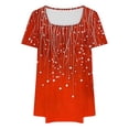 thumbnail image 4 of UPPADA Tuniques pour Femmes Grande Taille à Manches Courtes, Col Rond, Chemises Décontractées Douces, Blouse Boutonnée, Henley, Chemises Plissées, Tuniques Tendance, Rouge, G, 4 of 5