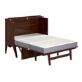 thumbnail image 2 of Home Square Ensemble de 2 Lits Escamotables Pleine Grandeur en Noyer avec Matelas et Table d'Appoint, 2 of 21