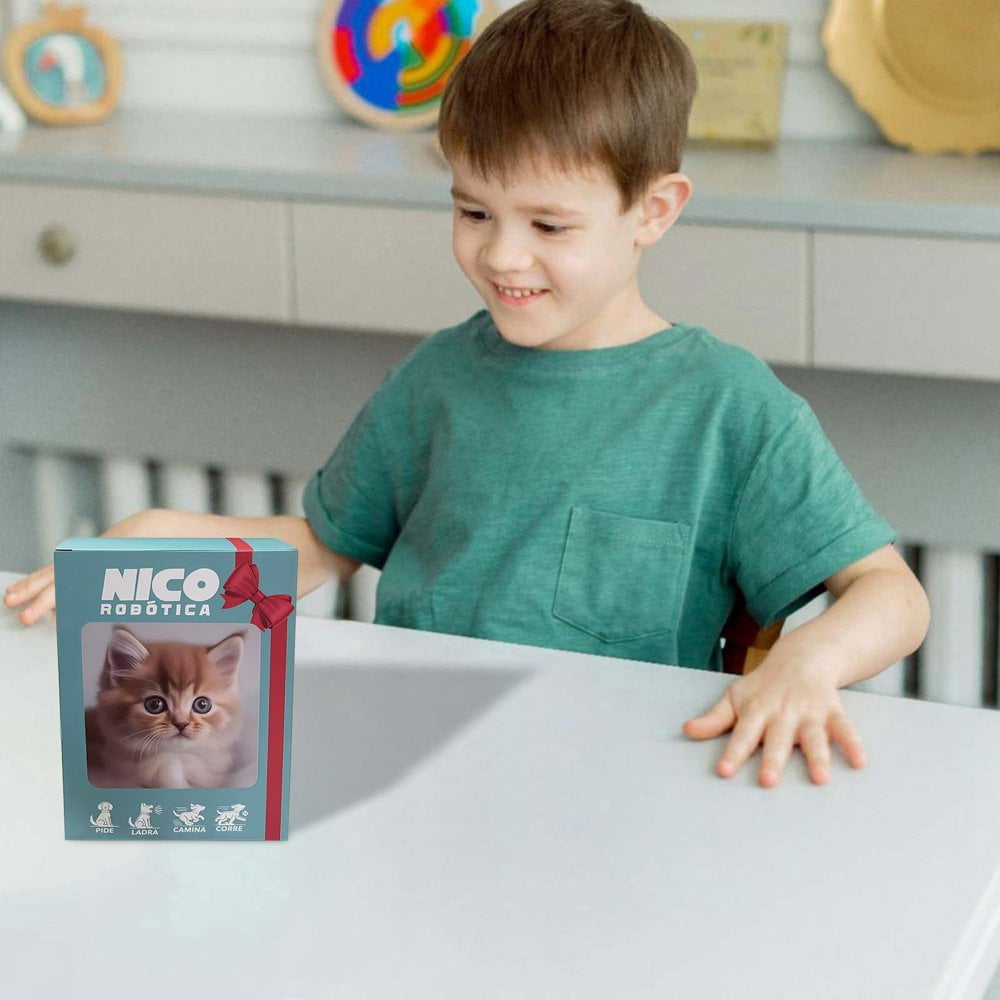 Mon Chat Robot Réaliste – Peluche Animatronique Marche, Miaule, Remue Tête Et Queue – Compagnon Pour Enfants Et Adultes, Gris Et Blanc