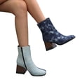 thumbnail image 1 of Cameland Large Women's Punk High Heel Rectangle Toe Thick Heel Zipper Contrast Mart Short Boots, 1 of 4