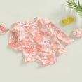 thumbnail image 3 of Toddler Baby Girl Jumpsuit Swimsuit Flower Print Long Sleeve Ruffle Spring Summer Bikini Bathing Suit Green 9-12 Months, 3 of 8