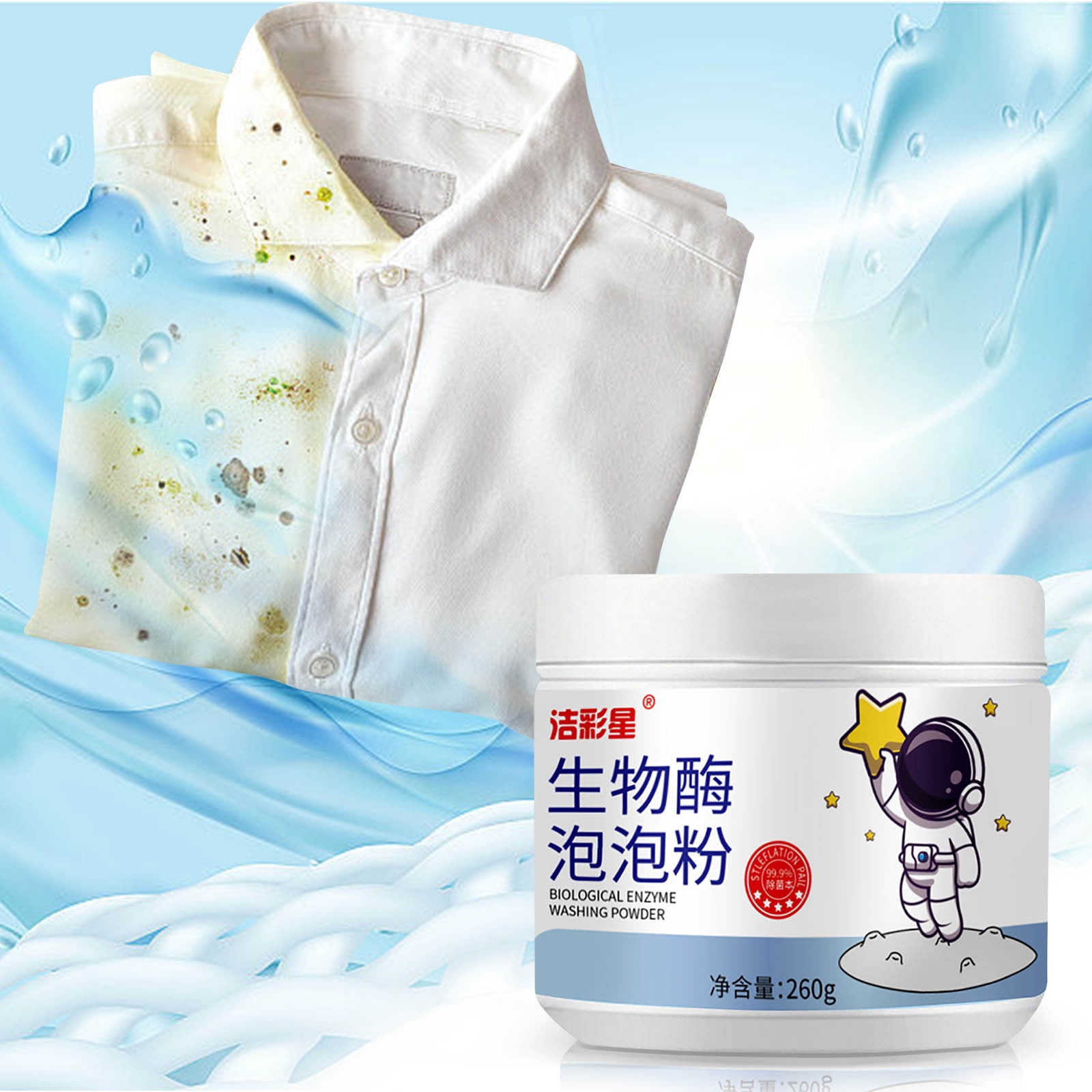 Wuztai Bio-Enzyme Laundry Powder, Powerful Stain Remover Oxygen Washing Powder, Enzyme Detergent for Clothes Stains Yellowing Dirt Residuum-Free Gentle Wash