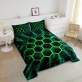 thumbnail image 4 of Erosebridal Chic Honeycomb Comforter Sets Queen Size, Lime Green Comforters & Duvets, Abstract Geometry Decor, Reversible, 4 of 8