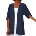 thumbnail image 2 of Cardigans à Manches Longues pour Femmes Cardigan de Mode Décontracté Couleur Unie Manches Mi-Longues Sans Capuche en Liquidation, 2 of 6
