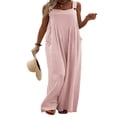 thumbnail image 1 of Wide Leg Overalls for Women Sleeveless Jumpsuits Suspender Overalls with Pockets, 1 of 6