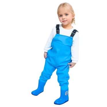 Kids Boys Girls Chest Waders Youth Fishing Waders For Toddler Children Water Proof Hunt & Fishing Waders With Boots Blue 25/3 Y—4 Y