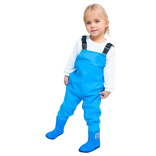 Wijhcboe Kids Waterproof Fishing Waders Chest High Design Adjustable Straps Durable Nylon Outdoor Adventure Playwear Boys Girls Essentials