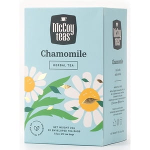 McCoy Teas Chamomile Herbal Thé Premium Ceylon Thé du Sri Lanka, 20 Sacs à thé individuels à chambre double