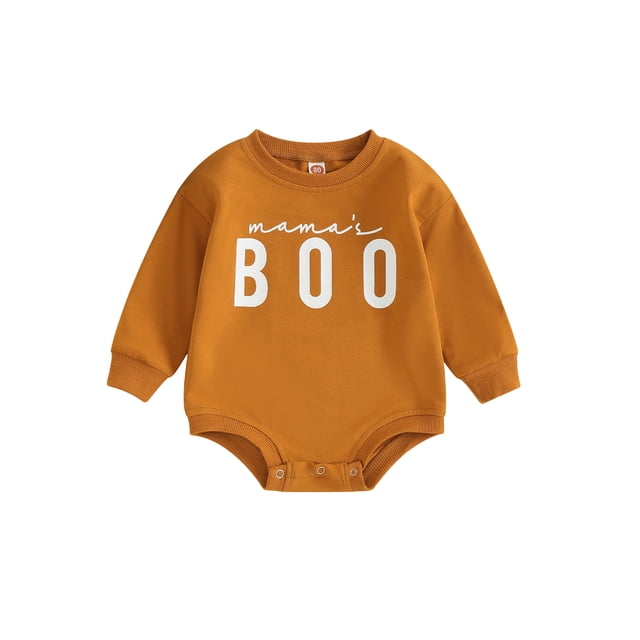 SUNSIOM Baby Halloween Rompers Newborn Letter Print Long Sleeve Bodysuit Infant Loose Fit Jumpsuits