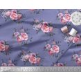 thumbnail image 2 of Soimoi Tissu de Crêpe de polyester Violet Feuilles & Rose Imprimé Floral 1 Yard 52 Inch Wide, 2 of 3