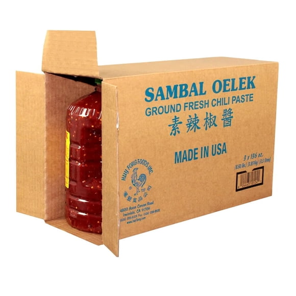 Huy Fong Pâte de Piment Frais Moulu Sambal Oelek, Condiment Authentique Épicé de Style Indonésien, Contenant pour Services Alimentaires de 3,5 L (8,5 Lb)