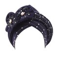 thumbnail image 2 of Fashion Women Beading Braid Hat Muslim Ruffle Cancer Wrap Cap Sleep Caps Satin Lined Hair Bonnets, 2 of 2