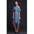 thumbnail image 2 of Bimba Robe Droite Évasée à Épaules Dénudées pour Femmes, Bleu à Imprimé Floral avec Volants à l'Avant - Grand, 2 of 6