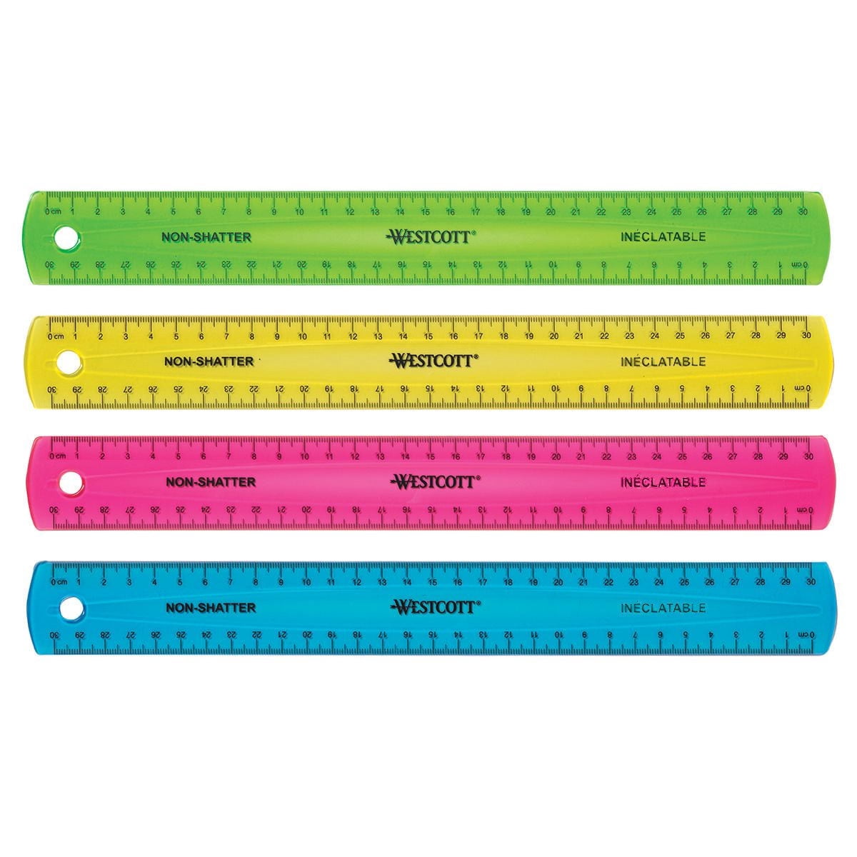 Westcott Coloured Non-Shatter Ruler - 30cm