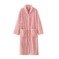 thumbnail image 1 of ManxiVoo Womens Robe Long Bathrobe Cozy Warm Shawl Collar Spa Robe Textured Housecoat Loungewear M Size Pink, 1 of 7