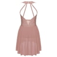 thumbnail image 2 of RUNQHUI Robe de Patinage Artistique pour Filles avec Strass, Sans Manches, Gymnastique, Asymétrique, Compétition, Tenue de Danse, Rose Poussiéreux 14, 2 of 6