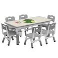 thumbnail image 1 of Cherish Height Adjustable Kids Table and 6 Chairs Set - Graffiti Desktop, Easy-to-Clean Arts & Crafts Table with Non-Slip Legs, Detachable Storage Box for Daycare, Classroom, and Home, 1 of 8