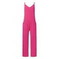 thumbnail image 4 of TrendOFT Jumpsuits For Women Casual Summer Solid Loose Pocket Spaghetti Strap Wide Leg Womens Overalls Rompers Hot Pink S, 4 of 5
