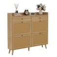 thumbnail image 1 of Garvee Rattan Shoe Cabinet with 4 Flip Drawers & 2 Top Drawers, Narrow Entryway Storage Organizer, Farmhouse Style, 1 of 9