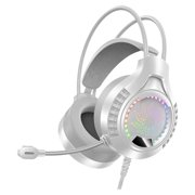 JASKFLY Earphone 3.5mm USB Wired Gaming Headphones with Microphone Illuminated Luminous Headset 1.78m Cable,Tools/Office|Plastic,White