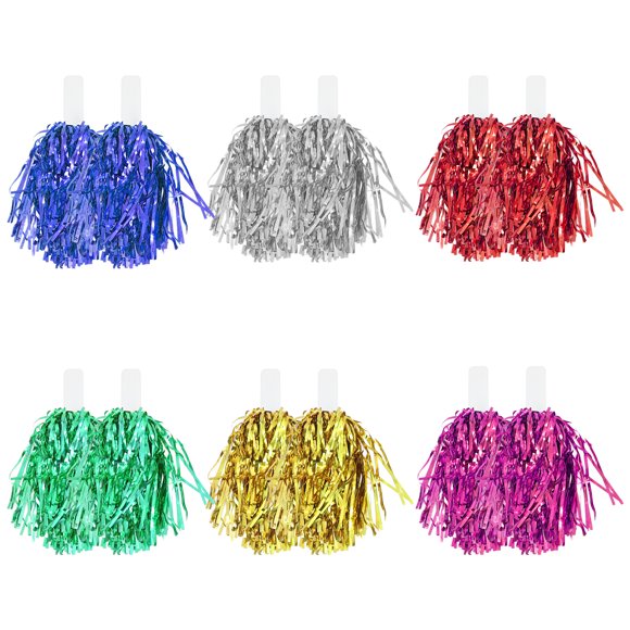 12Pcs Cheering Squad Pompoms Handled Cheering Poms Sports Games Dance Pompoms