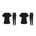 thumbnail image 2 of maskred Women s Scrub Set Nurse V-Neckline Machine Washable Short Sleeves Comfortable Suit Black L 2Set, 2 of 6
