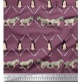 thumbnail image 1 of Soimoi Purple Polyester Crepe Fabric Penguin & Stripe Animal Decor Fabric Printed BTY 42 Inch Wide, 1 of 3