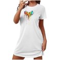 thumbnail image 2 of Mefallenssiah Chemise de Nuit Courte Surdimensionnée pour Femmes Mode Imprimé Poitrine Manches Courtes, 2 of 7
