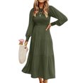 thumbnail image 1 of MAWCLOS Robe Maxi Ample à Manches Longues pour Femmes, Robe Évasée de Fête, Ligne A, Vert G, 1 of 3