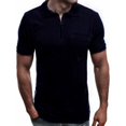 thumbnail image 2 of T-Shirt à Manches Courtes pour Hommes, Couleur Unie, avec Poche à Rabat, Fermeture Éclair et Col Rabattu, 2 of 8