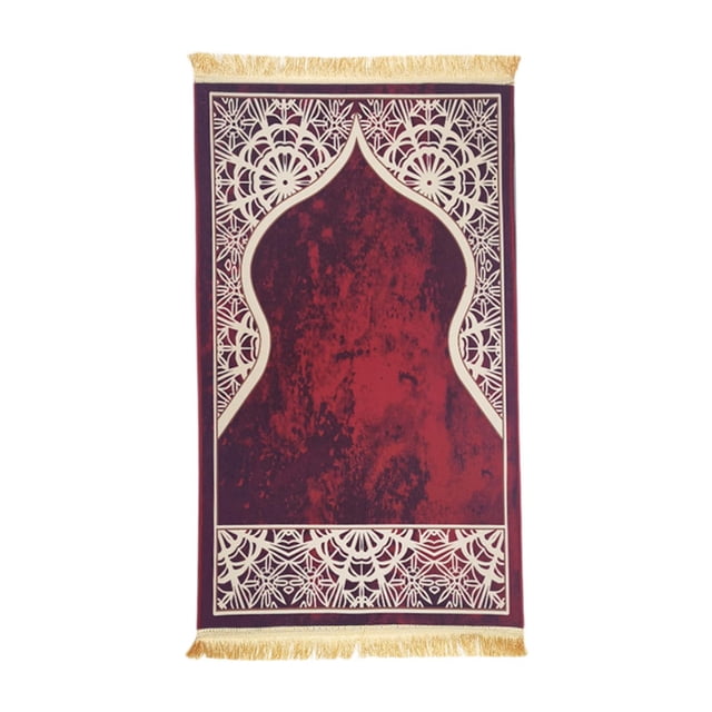 Siruishop Muslim Prayer Rug Eid Mat Islamic Prayer Mat for Living Room Bedroom Bedside Red