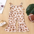 thumbnail image 2 of Toddler Baby Girl Football Season Spaghetti Strap Jumpsuit Rugby Bell Bottom Romper Overalls Flared Pants Outfit, 2 of 7