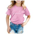 thumbnail image 1 of WEIYLL T-Shirt Garçon Unisexe à Imprimé de Lettres, Drôle, Col Rond, Manches Courtes, Rose, Hauts de Sport pour 1-2 Ans, 1 of 4