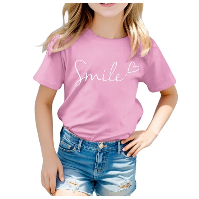 WEIYLL T-Shirt Garçon Unisexe à Imprimé de Lettres, Drôle, Col Rond, Manches Courtes, Rose, Hauts de Sport pour 1-2 Ans